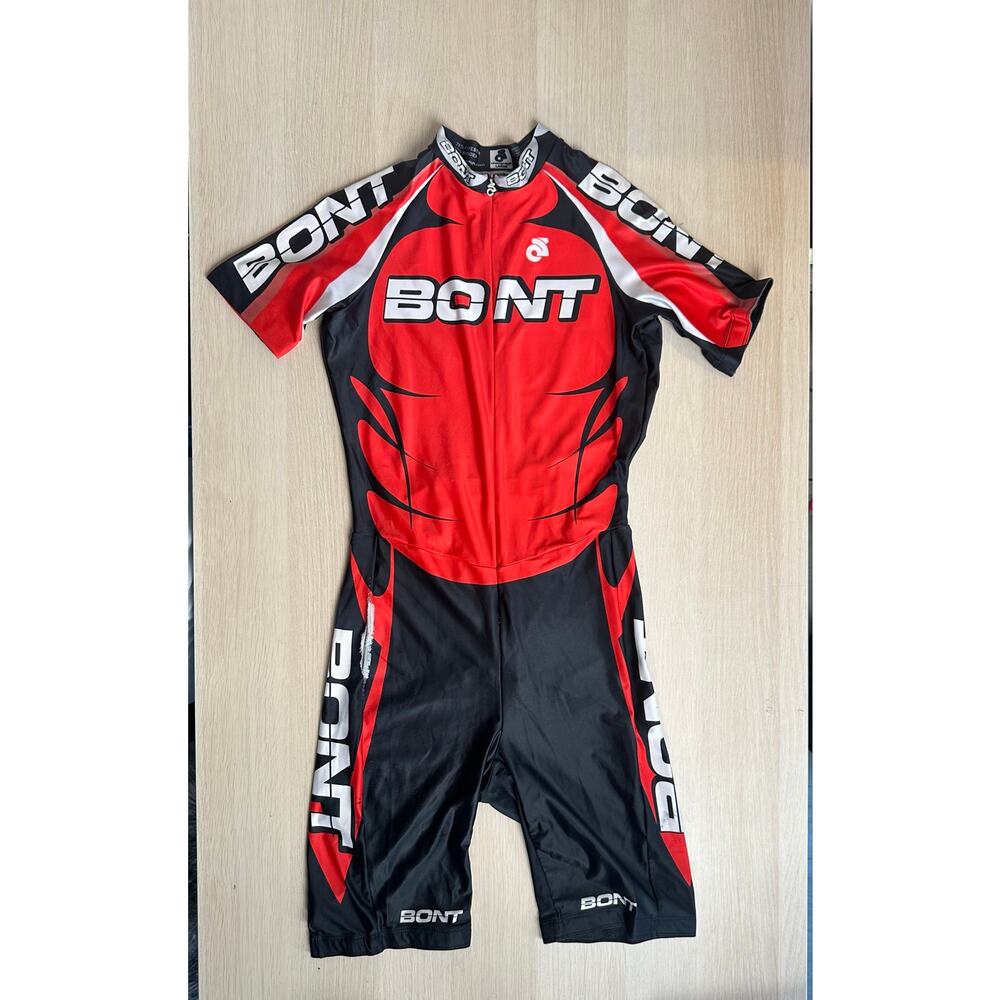 Rare Vintage Bont Cycling Black and Red Skinsuit - Large